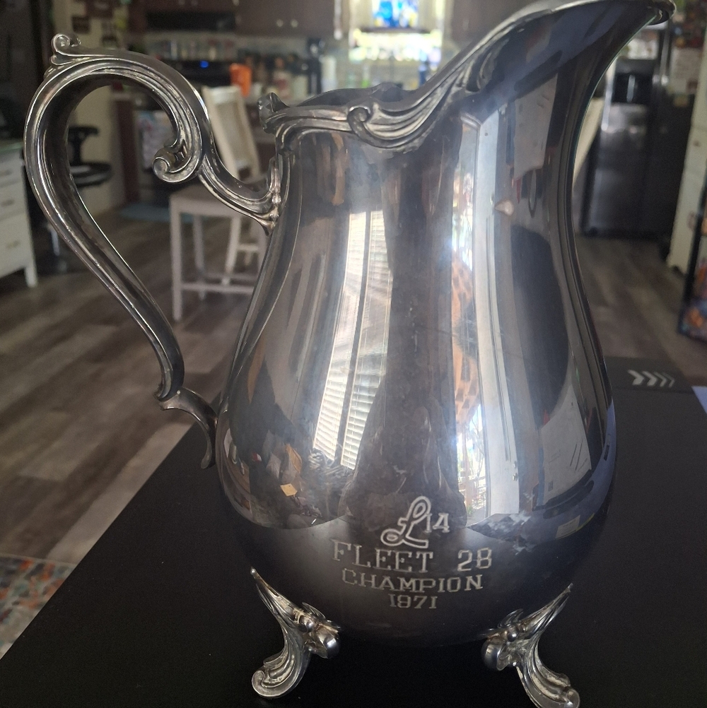 Silver-Tone Decorative Pitcher - Engraved Champion Design